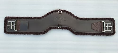 SHOWMEN CRAFT Sports Medical Products Ventech Equestrian Cinch Fleece Pferdesattel aus Leder, konturierter Fleece-Gurt(Brown)