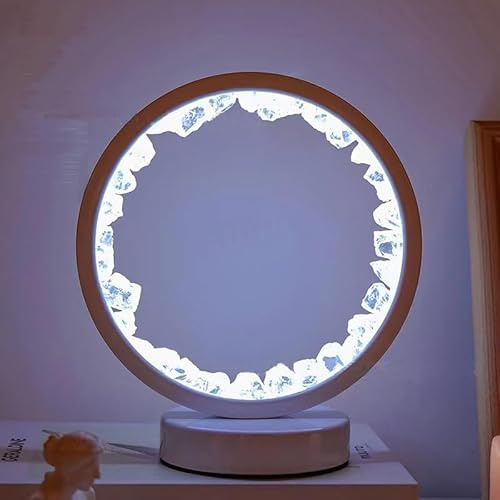Natürliche Kristalllampe, drei Lichtmodi, einstellbare Helligkeit, USB-Port-Netzteil (weißer runder weißer Kristall)