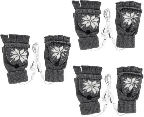 Happyyami 3paare USB Beheizbare Handschuhe Mit Halbfingerdesign Für Gaming Und Arbeiten Aus Weichem Strickmaterial Mit Gleichmäßiger Wärmeverteilung Und Elastischem Sitz Für Kalte