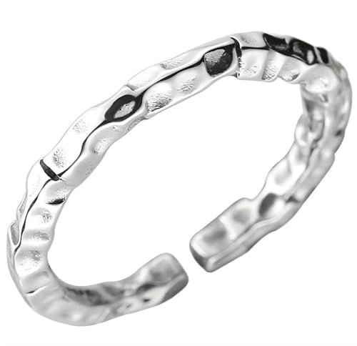 NicoWerk Ring Silber 925 Damen – Silberring Damen 925 Silber, Schmal, Glänzend, Verstellbar, Vintage Look – SRI1033