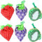 KOMUNJ 6 Stück faltbare Einkaufstasche, Einkaufstasche, Obst Aufbewahrungstasche, tragbare Einkaufstasche, Tragetasche, Polyester Erdbeere, Traube, Kiwi Tasche