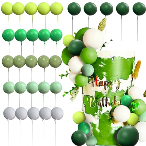 Tortendeko Kugeln Grün Tortendeko Geburtstag Schaum Ball Torten Topper Grün Ball Kuchen Dekoration für Geburtstag Babyparty Familienessen Hochzeit Valentinstag