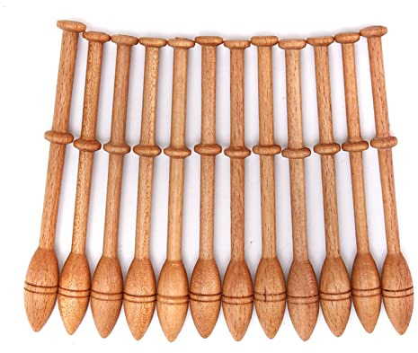12 Bobinas de Encaje de Bolillos, 4,3 Pulgadas, Artesanía Artesanal Francesa Vintage, Herramientas de Tejido de Madera Torneadas, Bobinas de Encaje Hechas a Mano de Madera Dura,