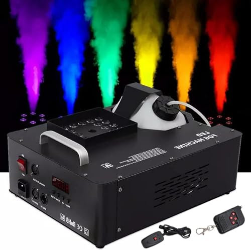 MáQuina De Hielo Seco De 1500W (Distancia De PulverizacióN De 6 A 8 M) + Control Remoto/Dmx 512, MáQuina De Humo De Niebla Con Efecto De Escenario Rgb De 24 Cuentas De LáMpara
