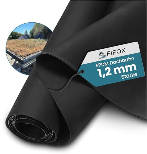FIFOX - Langlebige EPDM Dachfolie für Carports und Gartenhäuser - Stärke 1,2 mm - 4,57 m x 1 m/EPDM Folie schwarz zur Dachabdichtung/Dachfolie wasserdicht
