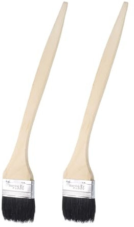 sourcing map Lot de 2 pinceaux courbés pour radiateur - 6,3 cm de large - Poils doux - Avec long manche en bois - Pour peinture, bricolage, traitement mural