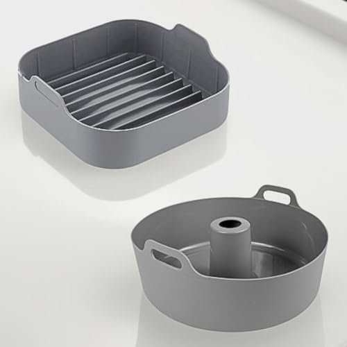 Heissluftfritteuse Zubehör Silikonform Airfryer - Silikonformen & Silikon Backform 2er Set: Quadratisch 20,5 cm & Savarin 21 cm Zubehör Heißluftfritteuse - Perfekt für Airfryer Zubehör