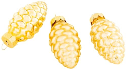 Weihnachtsschmuck Tannenzapfen Ø 23 mm Winterdeko Zapfen in Gold, 13 Stück - Christbaumkugeln aus Glas für schöne Weihnachtsdeko, idealer Baumschmuck für drinnen - Weihnachtsbaumschmuck