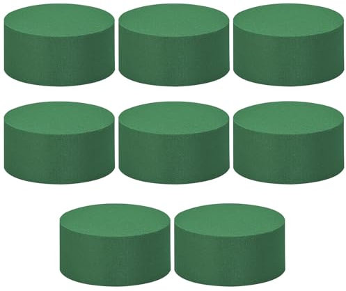 8Pcs Round Floral Foam Blocks, Florist Foams Blocks, Dry Florist Foam Brick, Wet Brick Floral Foam Block, Green Wet Dry Flower Foam for Garden Decor DIY Craft, Party Decoration, Flower Arrangements