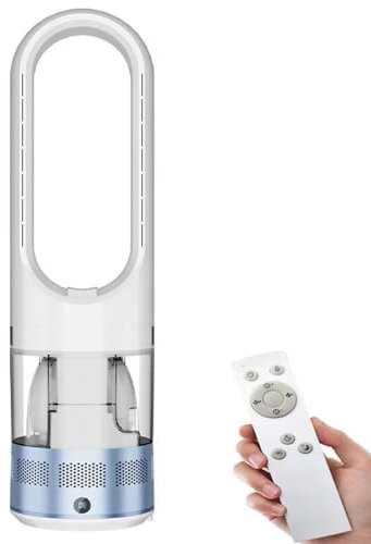 Générique Ventilateur de pulvérisation d'eau,ventilateur de tour de brumisation de 31 avec réservoir d'eau 1,75L,ventilateur de tour domestique sans lame avec télécommande,8 vitesses,minuterie 9H