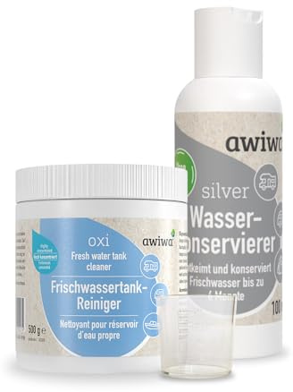 awiwa® Set oxi (500 g) + Silver (100 ml) – Frischwassertank Reiniger & Wasseraufbereiter mit Silberionen – für Wohnmobil/Wohnwagen/Camping, Tank & Leitungen reinigen, Wasser konservieren