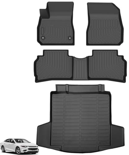 Floor Mats for Chevy Malibu 2016-2025, for Chevrolet Malibu LS, RS, LT, Premier Custom Fit TPE Cargo Liner, Waterproof Duty Anti-Slip, 2023 Malibu Floor Mats Accessories(NOT for Hybrid, Limited)