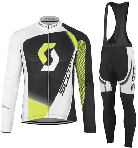 Tedila Radtrikot Langarm Herren Set Rennrad Trikot Fahrradtrikot | Radsportanzüge mit 5D Gepolsterte Trägerhosen Reißverschlusstasche Herbst Winter Warm und Bequem