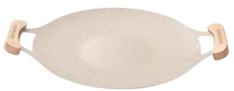 Parrilla coreana para barbacoa, antiadherente, para el hogar, interior, camping, 28 cm, color blanco