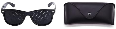 Pinhole Glasses, Eyes Exercise Vision Correction Glasses for Eyesight Protection Long Distance Glasses Strengthening Pinhole Glasses for Improving Vision (Black1PC, One Size)