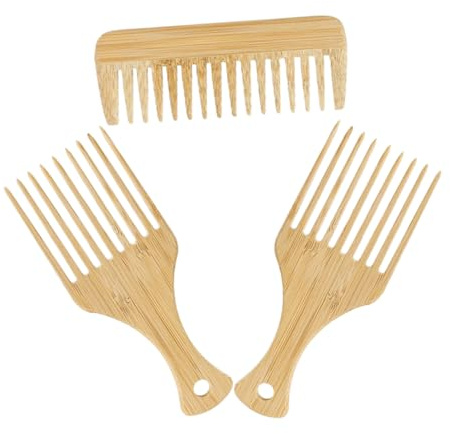 CALLARON 3pezzi Pettini Denti Larghi in Bambù Sostenibile Per Styling Dei Adatti Districare i Bagnati e Mantenere Ciocche Include Pettine Per e Lisci Per e
