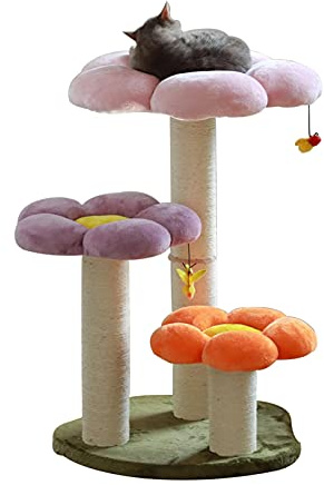 Árbol for Gatos de Interior, Torres, cómodo condominio for Gatos, de Franela, con Plataforma de Flores y Postes rascadores.