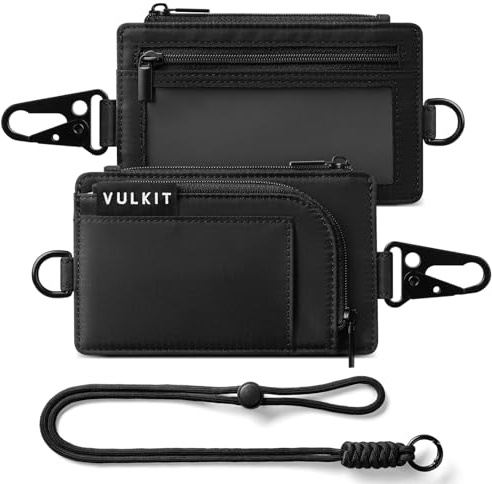 VULKIT Water-Resistant Keychain Lanyard Wallet for Men and Women, Outdoor Zip Pouch Wallet with Clear ID Window, Travel Anti-Theft Neck Pouch for Hiking, Fishing and Outdoor Activities, Shadow Trek