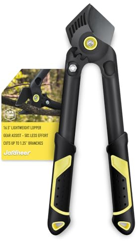 Jardineer 16.5 Garden Loppers for Tree Trimming with Gear Assist, Lightweight Hand Loppers with Steel Blade and Anti-Slip Handles, Cuts up to 1.25 Branches, Garden Shears for Seniors, Women, Men