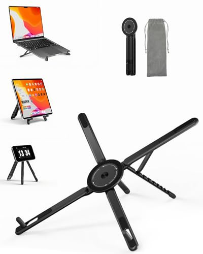 SupeDesk Laptop Ständer tragbar,3-in-1 höhen- und winkelverstellbarer Laptopständer aus leichter Aluminiumlegierung,magnetisch,hochbelüfteter & ergonomischer Laptop Stand für 4-16” Handy/Tablet/Laptop