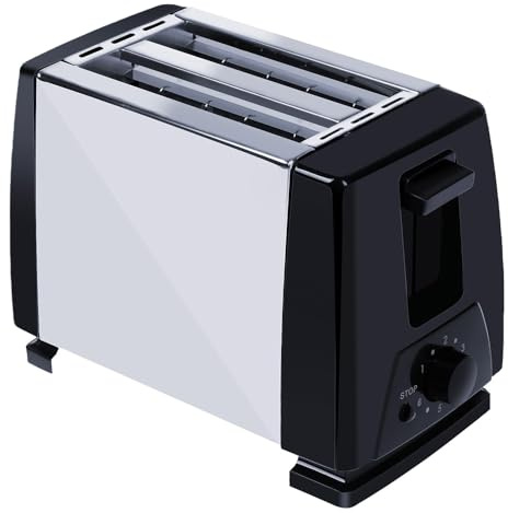 Black 2-Slice Wide Slot Toaster with 6 Browning Levels, Stainless Steel Black, for Healthy Breakfast, 750W Efficient Bread Toaster