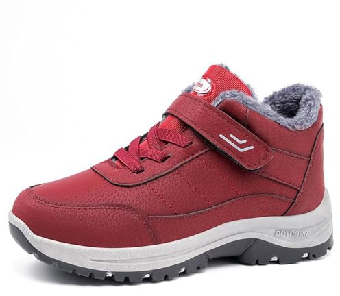 Stivaletti Rossi Donna Stivali Neri in Gomma Scarpe da Trekking Uomo Eleganti Scarponcini Invernali Doposci Neve