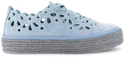 CAFèNOIR - Sneakers Allacciate in Pelle con Intagli Laserati, da Donna, Colore Cielo, Taglia 36