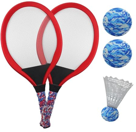 Badminton-Schläger – Sport-Set, 54 x 27,5 cm, Outdoor-Schläger für den Außenbereich, Lernballspiel | Set mit Lenkrädern, Sportaktivitäten, für die Materschule