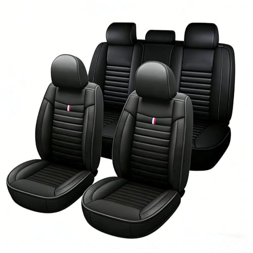 zyver Autositzbezüge Komplettset 5 Stück Vorder und Rücksitzbezüge für Audi A3 A4 A6 Allroad Q5,PU-Leder Universel Auto Wasserdichtes Autositzbezug(Schwarz)