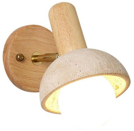 HEBXMF G9 Light Source Glass Lampshade Wall Light, Nordic Style Yellow Travertine Wall Lamp, Single Head Flush Mount Wall Sconce, Study Living Room Restaurant Wall Mounted Light Fixtures