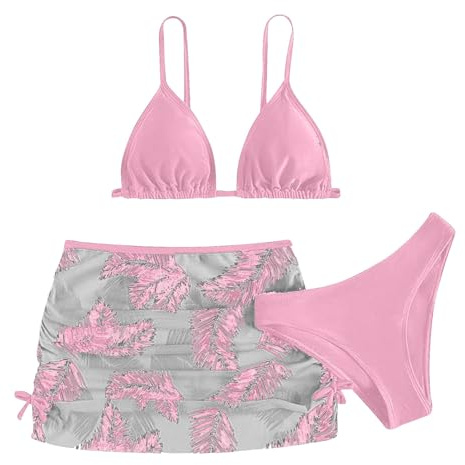Bikinis 3 Piezas para Niña Trajes de Baño Verano Conjunto de Bikinis Niñas Ropa con Top Bikini Tirantes Ajustables Shorts Bikini y Falda Estampada dePlaya y Piscina