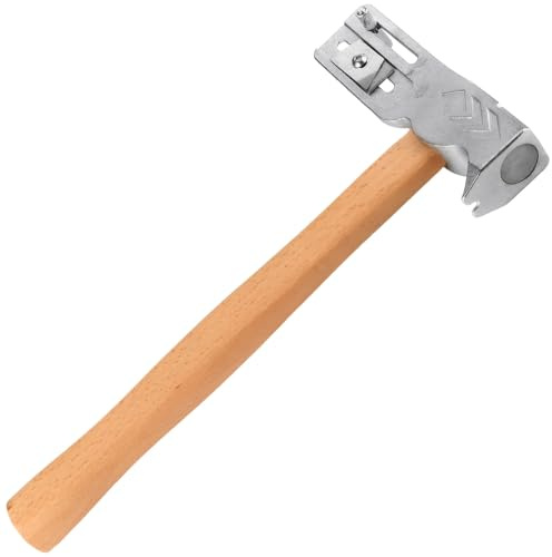 Roofing Hammer, Roofing Hatchet with Nail Puller, 13 in / 33 cm Wooden Handle, Strong Attachment Force, Tent Stake Hammer, Portable for Camping Essentials, Silver