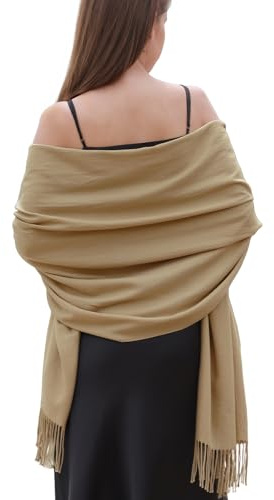 RIIQIICHY Bufanda de Invierno para Mujer Chal Fiesta Pashmina Grande Pañuelo Elegante Camello Foulard Fular Estolas