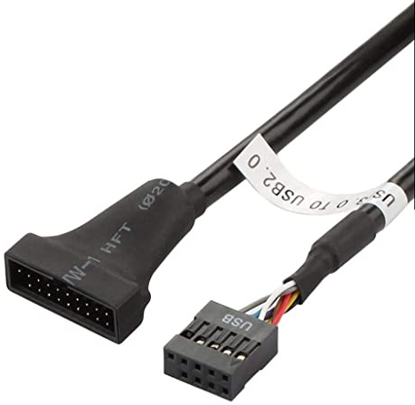CABLEPELADO Cable USB 2.0 de 9 Pin Hembra a USB 3.0 de 20 Pin Macho | Adaptador conversor USB 9 Pin a 20 Pin | Velocidad de Datos: 480 Mbps | 15 cm