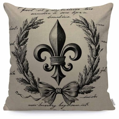 WONDERTIFY Kissenbezug mit Lilien-Motiv im Vintage-Stil mit Retro-Buchstaben – weicher Leinen-Kissenbezug für dekorative Schlafzimmer/Wohnzimmer/Sofa/Auto – Couch-Kissenbezüge 45,7 x 45,7 cm