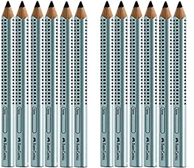Faber-Castell - Jumbo GRIP Bleistifte, silber, 12 Stück (1er Pack)