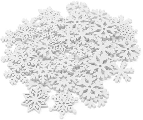 Special Touches Weiße Schneeflocken aus Holz für Kartengestaltung, Verzierungen, 50 Stück
