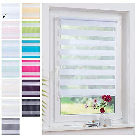 ourdeco® Doppel-Rollo, Duo-Rollo / 130 x 160 cm weiß/lichtdurchlässig, Blickdicht, Montage ohne Bohren