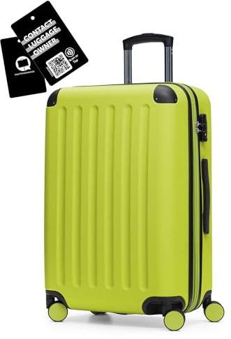 Hauptstadtkoffer Spree - Mittelgroßer Hartschalenkoffer + Digitaler Gepäckanhänger, TSA, 4 Rollen, Koffer, Trolley, Rollkoffer, Reisekoffer, Volumenerweiterung, 65 cm, 74 Liter, Farn