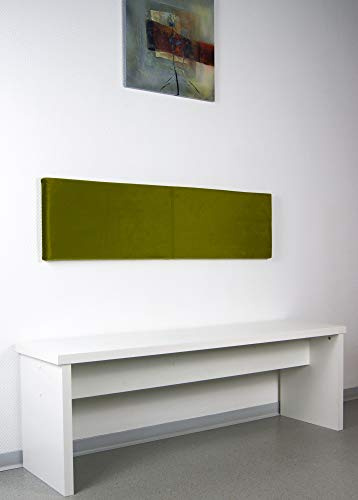 Lycce L Wand-Kissen Breite 115cm mit Montage-Set - Samt - in Oliv oder senf, Farbe:Oliv