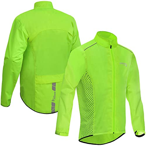 Brisk Bike Cycling Regnjackor för män Lätta och vattentäta helärmar Andas reflekterande cykeljacka för löpning och utomhusaktiviteter (DE/NL/SE/PL, Alfa, M, Regelbunden, Regelbunden, Green)