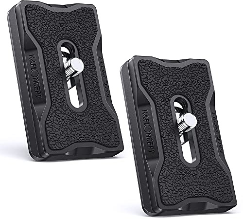 K&F CONCEPT 2 Pack Placa de Liberación para Cámara con Rosca de 1/4 a 3/8, Placa de Zapata Universal para Trípode de Cámara Compatible con el Estándar Arca-Swiss