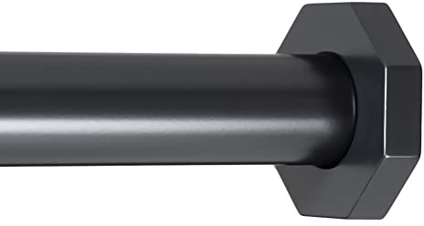 Ivilon Tension Curtain Rod - Hexagonal Spring Tension Rod for Windows or Shower, 24 to 36 Inch, Black