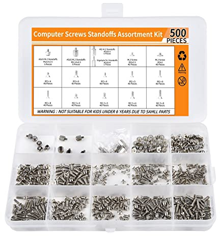 500PCS M.2 SSD Screw Kit, M.2 Standoff and Screw Kit for Asus Gigabyte MSI ASRock Motherboards, M.2 M2.5 M3 SSD Mounting Screws for Asus HP Dell Lenovo MSI Laptop Notebook DIY PC Computer