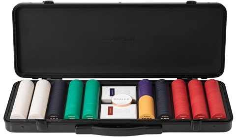 SLOWPLAY Godel keramiska pokerchipset för Texas Hold'em, 500 st [numrerade], 39 mm och 10 g | Premiumfodral, extra hållbart tyskt polykarbonatskal