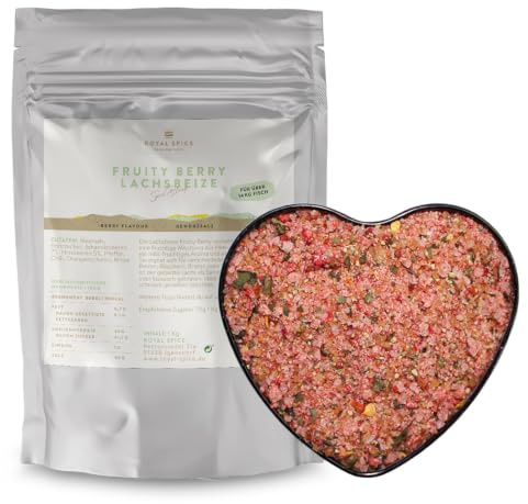 Royal Spice Lachsbeize Fruity Berry 1kg - Lachs Beize Trockenmarinade - Fruchtiger Geschmack mit außergewöhnlich feinem Aroma - Einfache Anwendung & Perfekte Ergebnisse ohne Räuchern