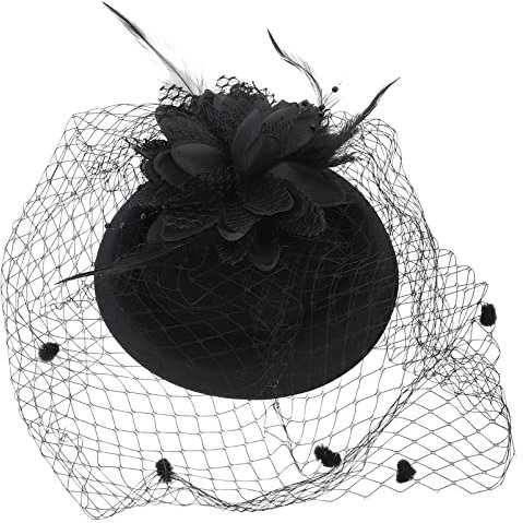 Mini Retro Hochzeit Pille Clip Fascinators Haar Tee Frau Kopfbedeckung Schleier: Feder Kurz Spitze Fascinator Hut Maschenschleier Frauen Beerdigung Party Maskerade Hüte