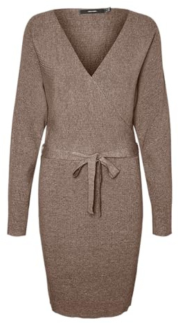 VERO MODA Stickad klänning för kvinnor, VMHOLLYREM lång klänning, Brun ventil, M