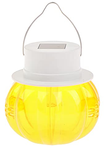 ACSUZ Citrouille Solaire LED Piège à Abeilles Piège à Guêpes Piège à Mouches des Fruits Jardin Suspendu Piège à Insectes Outil De Capture De Ravageurs,Jaune
