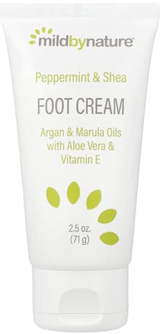 Peppermint & Shea Foot Cream with Argan & Marula Oils, 2.5 oz (71 g), Mild By Nature